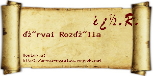 Árvai Rozália névjegykártya